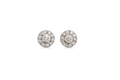 Lot 161 - A PAIR OF DIAMOND CLUSTER EARRINGS, in 18ct...