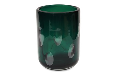 Lot 255 - A GREEN ART GLASS VASE, hand blown, with...