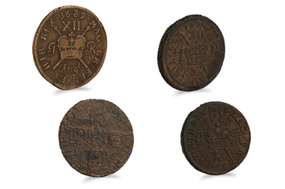 Lot 414 - A 1690 JAMES II IRISH GUNMONEY CROWN VF, with...