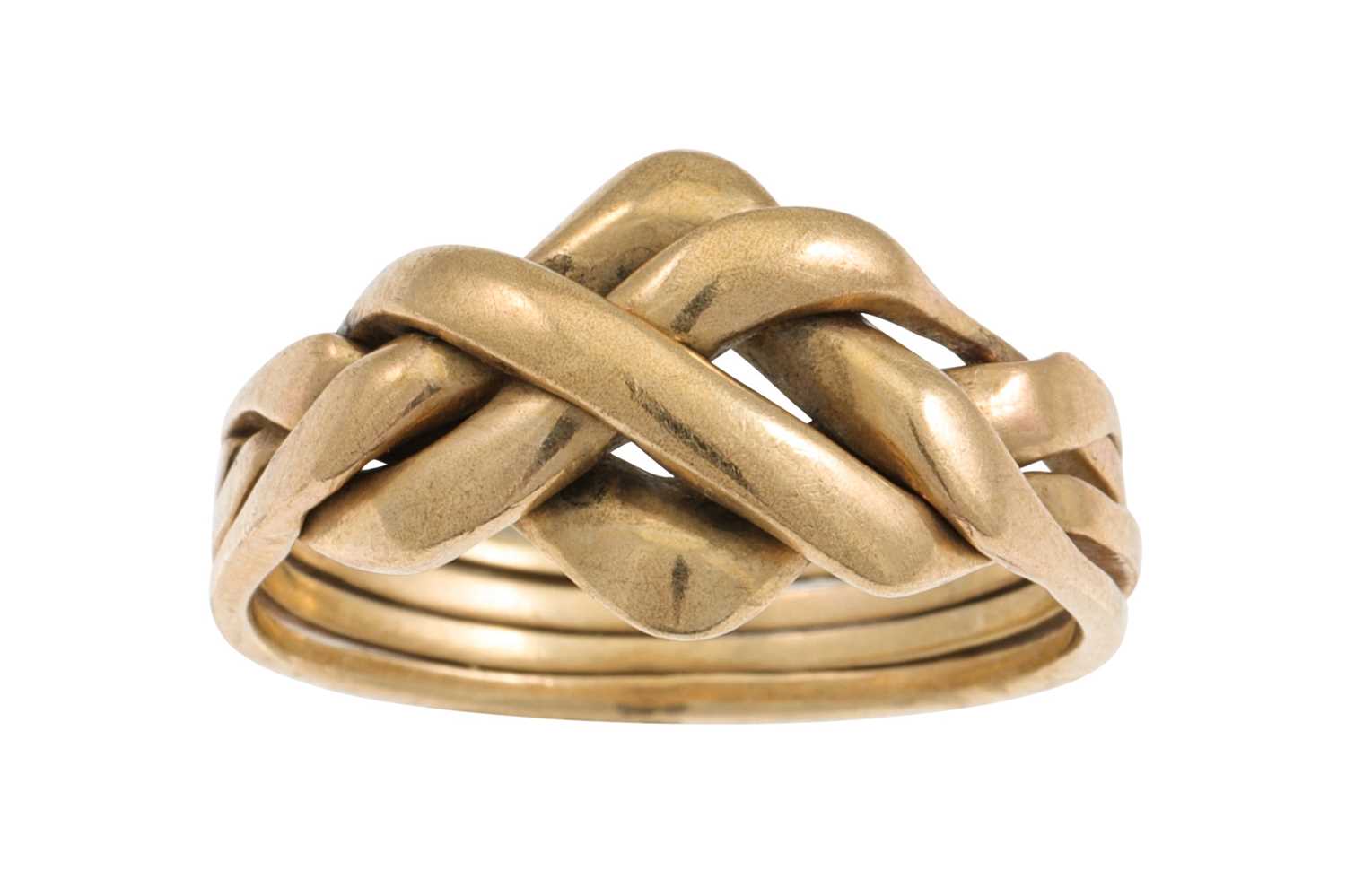 Lot 76 - A 9CT GOLD PUZZLE RING, size O, 5 g