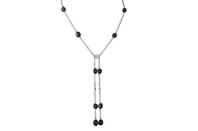 Lot 281 - A SAPPHIRE AND DIAMOND NECKLACE, of drop...