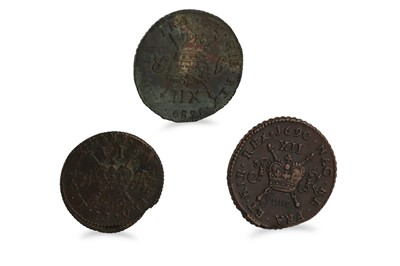 Lot 399 - A 1689 MARCH LARGE IRISH GUNMONEY LARGE...