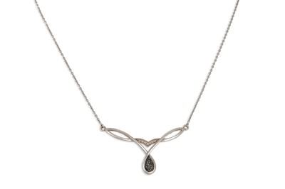 Lot 284 - A 9CT WHITE GOLD STONE SET WISHBONE PENDANT, 2....