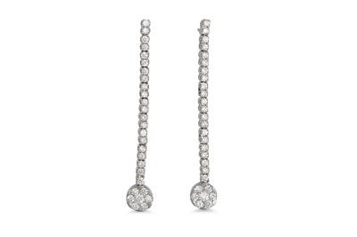 Lot 324 - A PAIR OF DIAMOND EARRINGS, each comprising a...