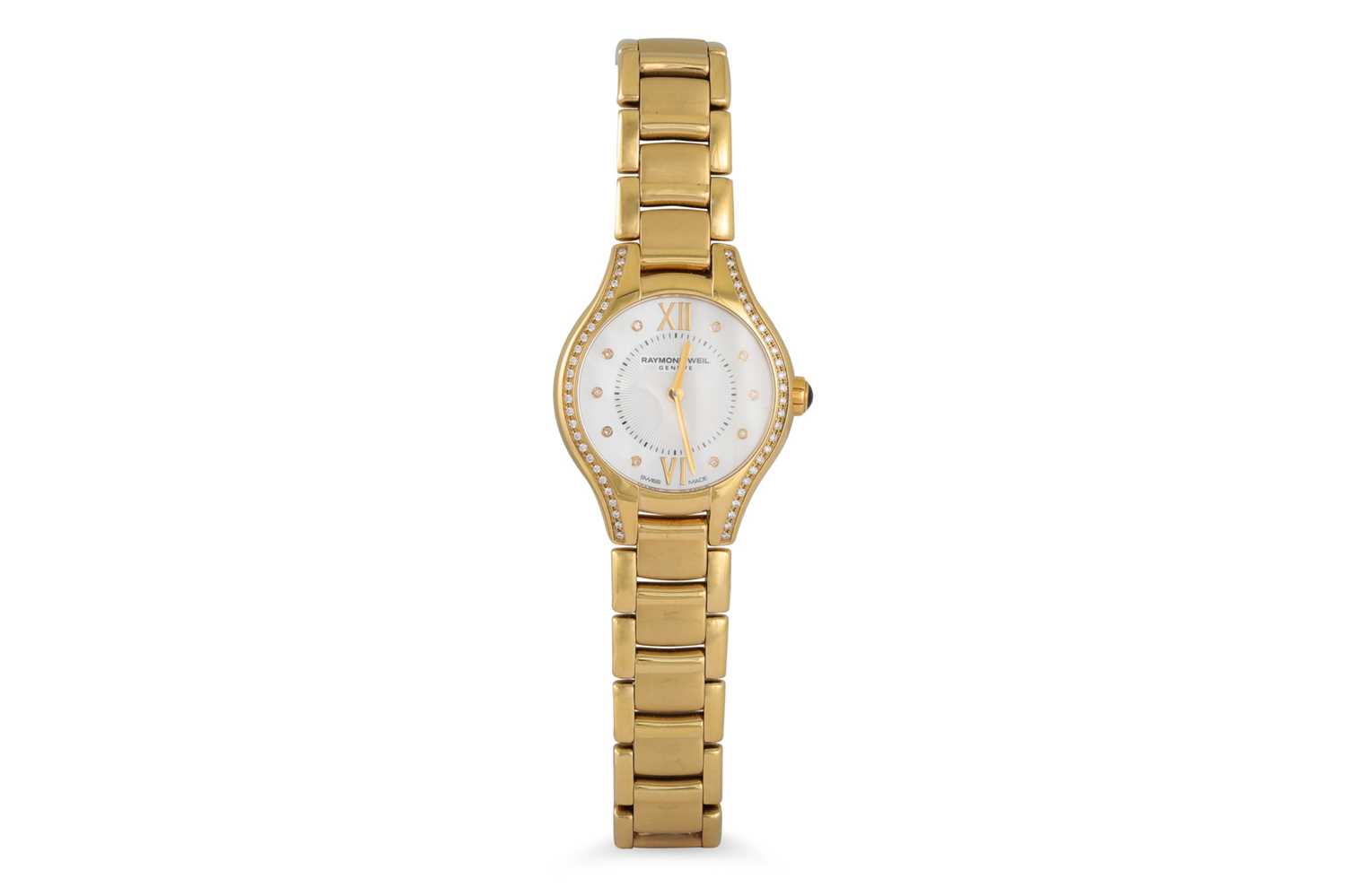 Lot 515 - A LADY'S RAYMOND WEIL DIAMOND BEZEL MOTHER OF...