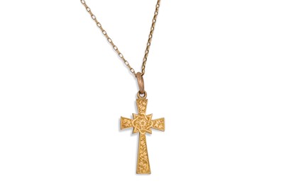 Lot 28 - A 9CT GOLD CROSS, on a chain