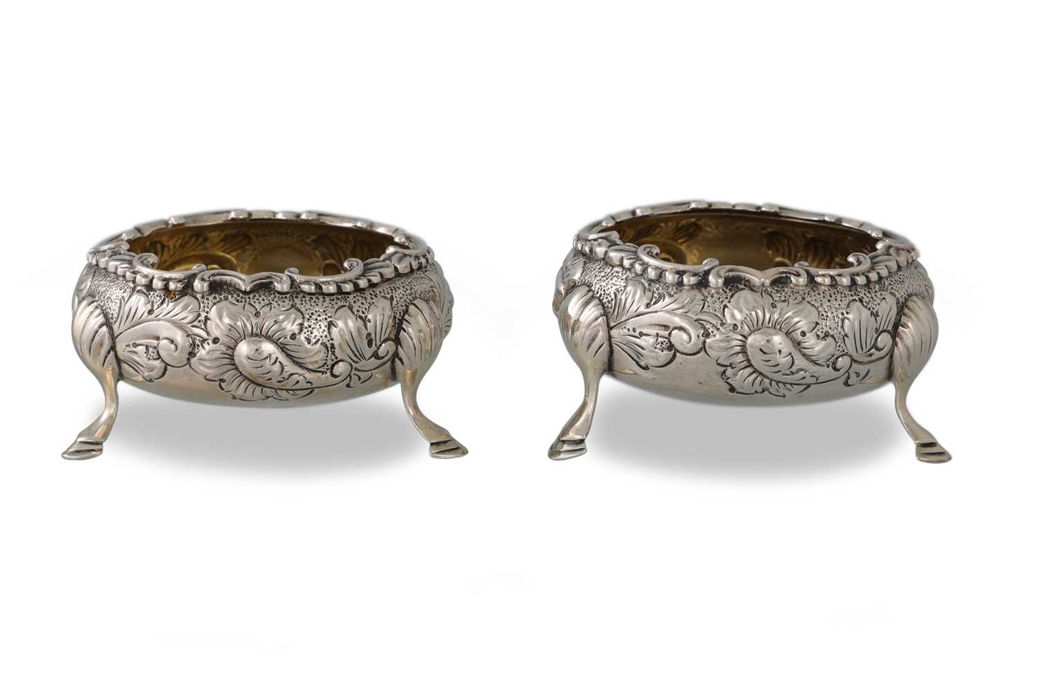 Lot 527 - A PAIR OF LATE VICTORIAN SILVER SALTS, London...