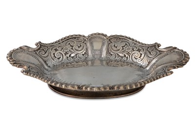 Lot 528 - A VICTORIAN SILVER EMBOSSED OVAL BREAD DISH,...
