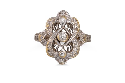 Lot 154 - A SHAPED DIAMOND CLUSTER RING, mounted in 18ct...
