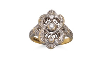 Lot 242 - A SHAPED DIAMOND CLUSTER RING, mounted in 18ct...