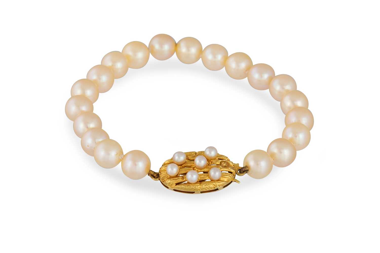 Lot 79 - A CULTURED PEARL BRACELET, with 18ct gold...