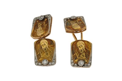 Lot 221 - A PAIR OF EARLY 20TH CENTURY DIAMOND AND GOLD...