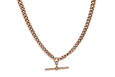 Lot 229 - A 9CT GOLD ALBERT NECK CHAIN, graduated links,...