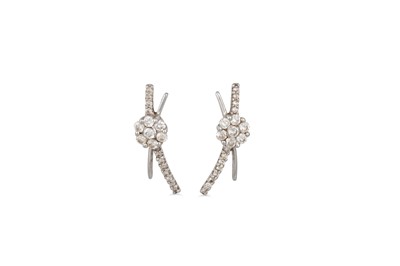 Lot 240 - A PAIR OF DIAMOND CLUSTER EARRINGS, mounted in...