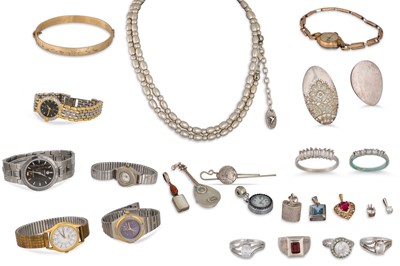 Lot 226 - A QUANTITY OF WATCHES, silver jewellery items...