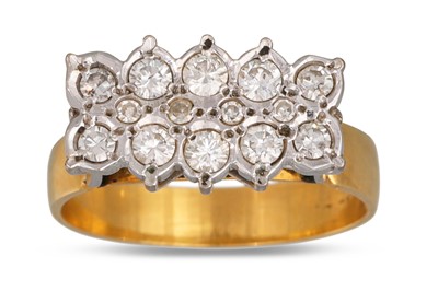 Lot 208 - A VINTAGE TWO ROWED DIAMOND RING, mounted in...