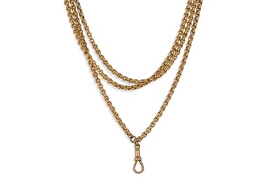 Lot 165 - A 9CT YELLOW GOLD FANCY LINK NECK CHAIN, 46.8 g.