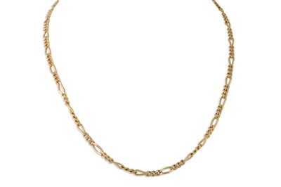 Lot 174 - A 14CT YELLOW GOLD NECK CHAIN, 13.4 g.