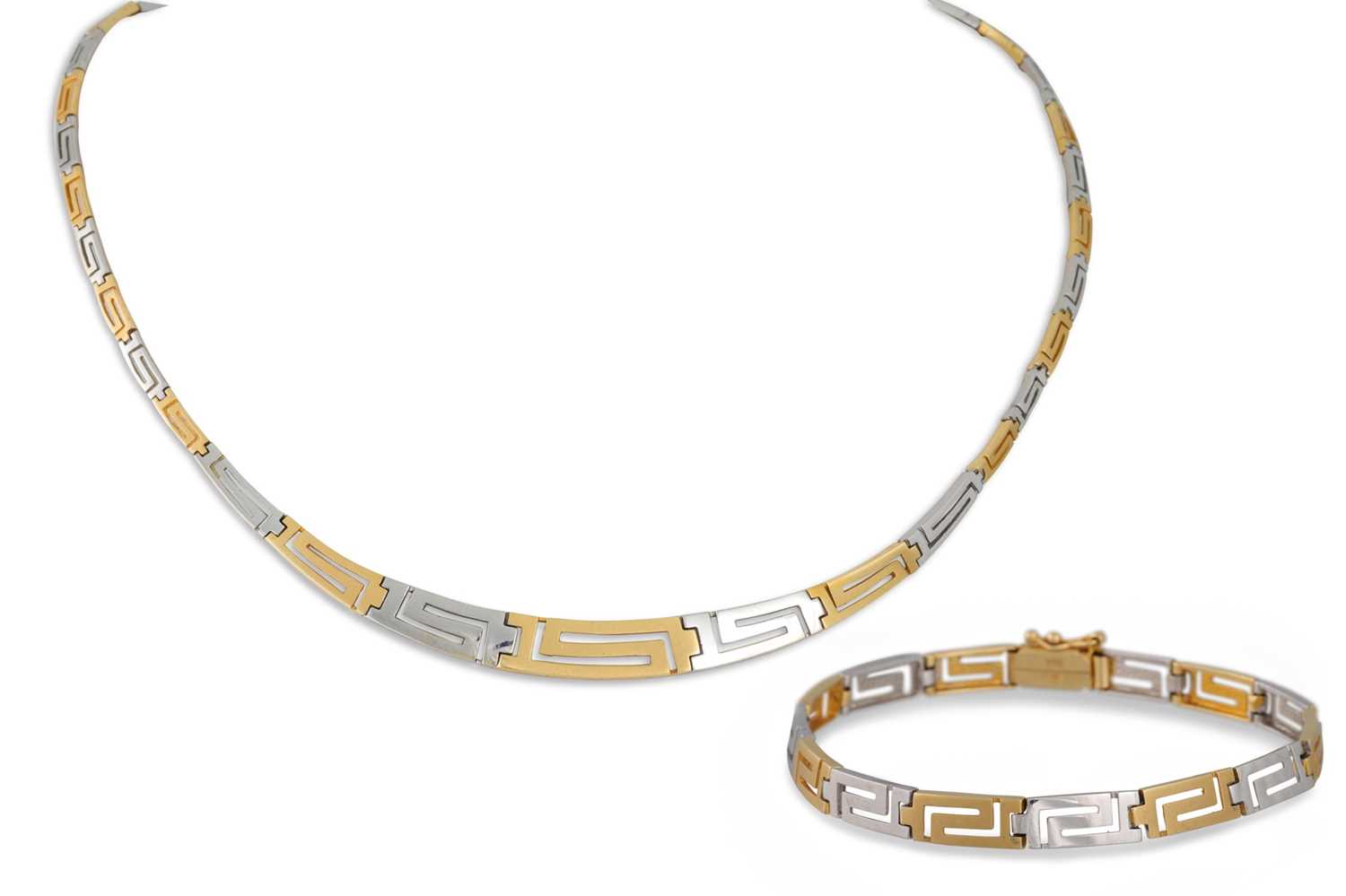 Lot 176 - A 14CT TWO COLOUR GOLD BRACELET & NECKLACE,...