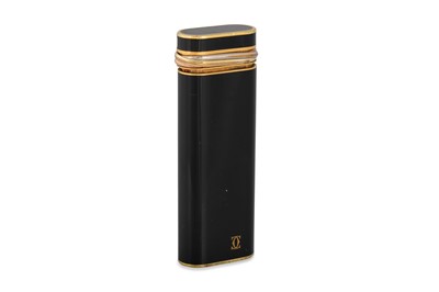 Lot 477 - A CARTIER BLACK ENAMEL LIGHTER