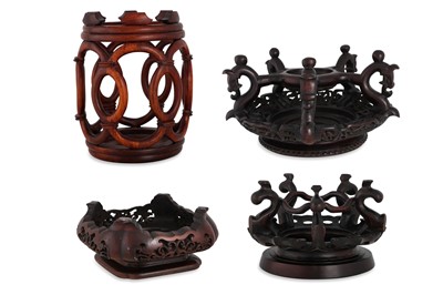 Lot 561 - A COLLECTION OF FOUR ORIENTAL CARVED HARDWOOD...