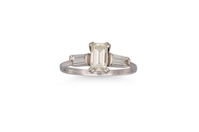 Lot 312 - A DIAMOND SOLITAIRE RING, the emerald cut...