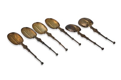 Lot 446 - A SET OF SIX EDWARDIAN SILVER GILT CORONATION...