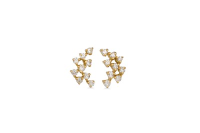 Lot 215 - A PAIR OF DIAMOND CLUSTER EARRINGS, mounted in...