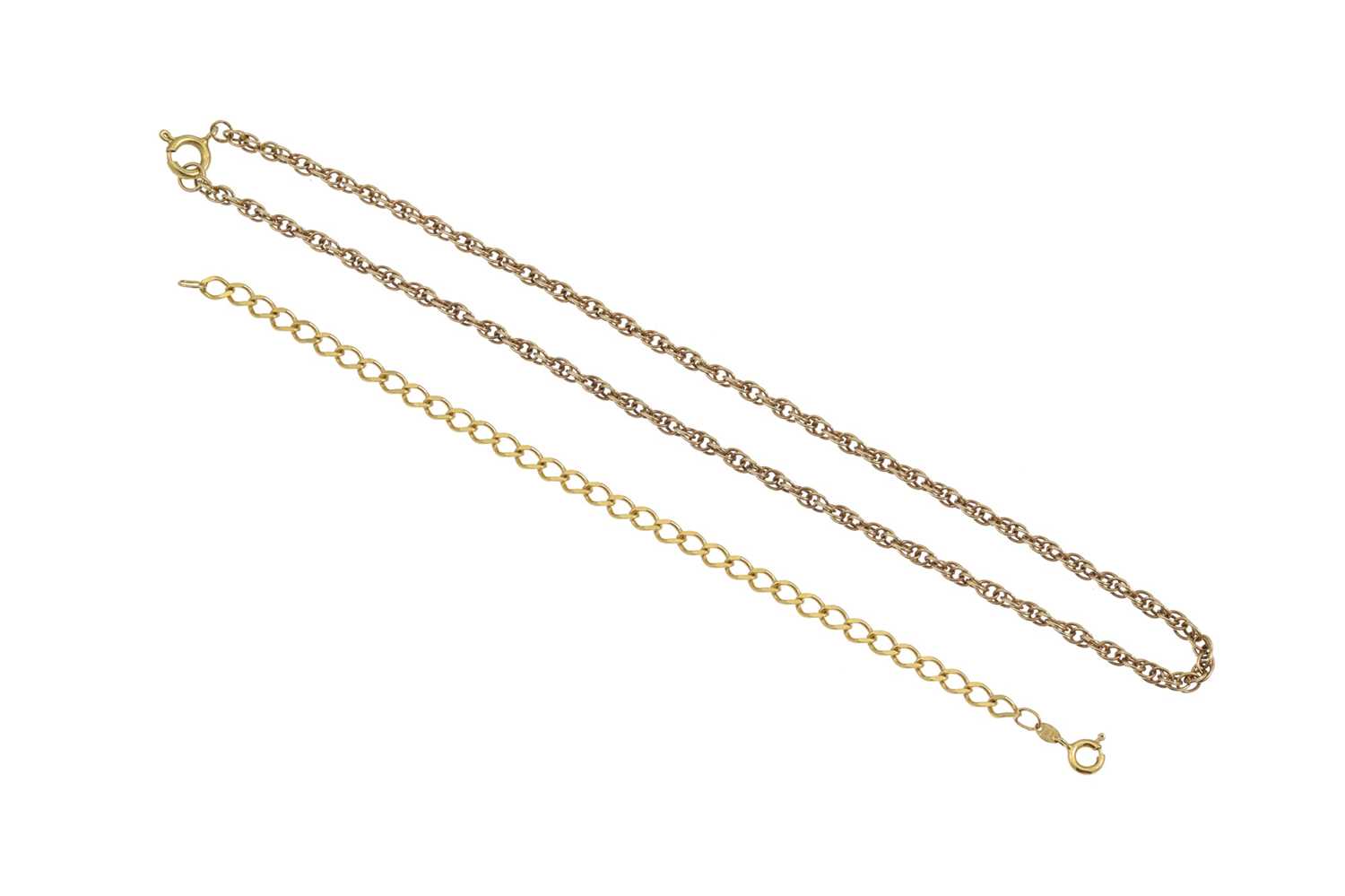 Lot 278 - A 14CT DOUBLE LINK YELLOW GOLD NECKLACE, 16",...