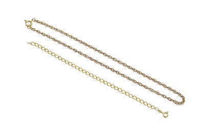 Lot 372 - A 14CT DOUBLE LINK YELLOW GOLD NECKLACE, 16",...
