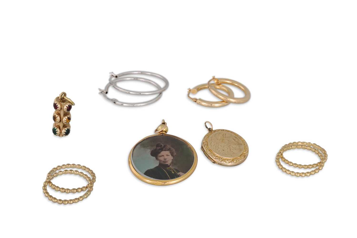 Lot 54 - A COLLECTION OF 9CT GOLD ITEMS, including two...