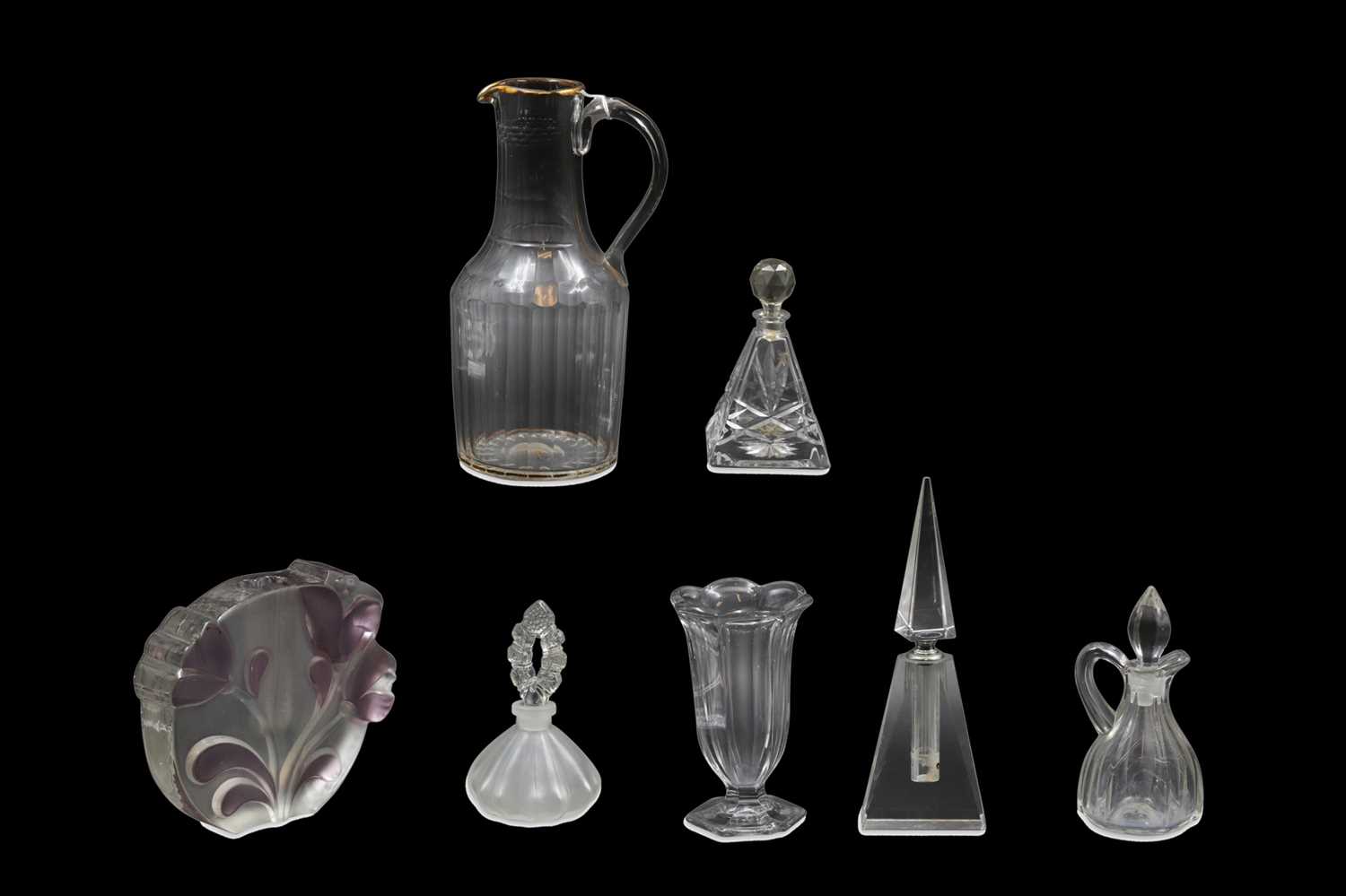 Lot 491 - A ANTIQUE FRENCH GLASS WINE JUG, with gilded...