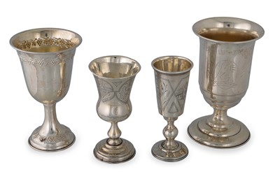 Lot 506 - FOUR SILVER GOBLETS, various sizes, 185 g.