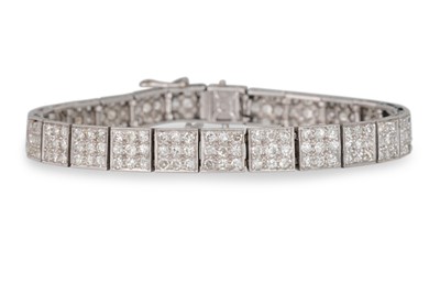 Lot 379 - A VINTAGE DIAMOND BRACELET, Pavé set with...