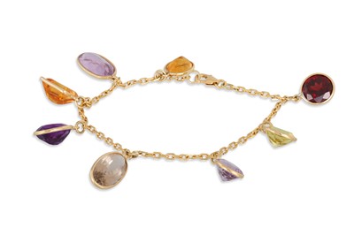 Lot 273 - A GEM SET CHARM BRACELET, mounted in 18ct...