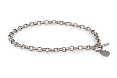 Lot 192 - AN 18CT WHITE GOLD NECK CHAIN, with a heart...