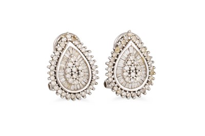 Lot 19 - A PAIR OF DIAMOND EARRINGS, mounted in 9ct...