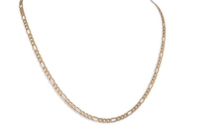 Lot 4 - A 9CT GOLD FLAT CURB LINK NECK CHAIN, 9.7 g.