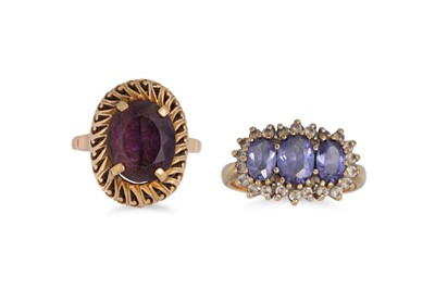 Lot 131 - TWO DRESS RINGS, in yellow gold, 7.9 g. Size L...