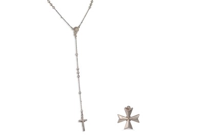 Lot 491 - STERLING SILVER ROSARY BEADS, together with a...