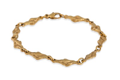 Lot 305 - A 9CT YELLOW GOLD FANCY LINK BRACELET, 9.2 g.