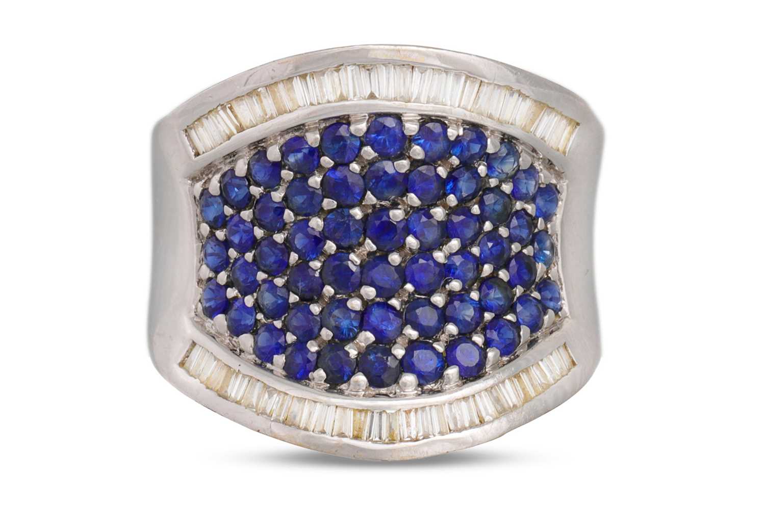 Lot 27 - A SAPPHIRE AND DIAMOND DRESS RING, mounted in...
