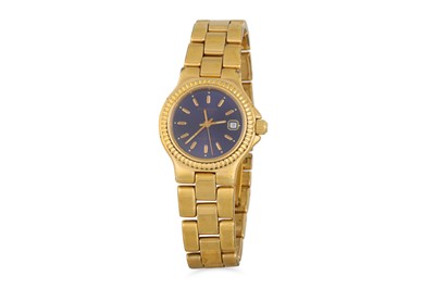 Lot 516 - A LADY'S GILT RAYMOND WEIL WRISTWATCH, blue...