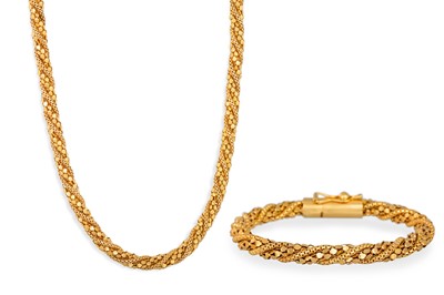 Lot 331 - AN 18CT YELLOW GOLD FANCY LINK NECKLACE, and...