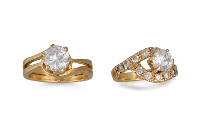 Lot 144 - TWO FANCY DRESS RINGS, mounted in 18ct yellow...