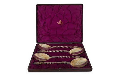 Lot 522 - A CASED PAIR OF VICTORIAN SILVER PLATED...
