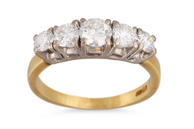Lot 135 - A DIAMOND FIVE STONE RING, the graduated round...