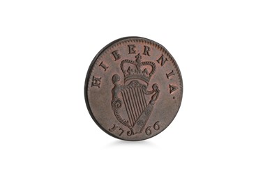 Lot 466 - A 1766 GIII COPPER HALFPENNY IRISH HIBERNIA...