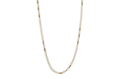 Lot 337 - A CULTURED PEARL NECKLACE, with yellow metal...