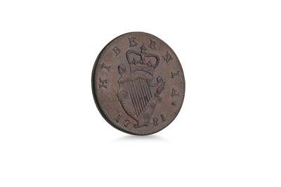 Lot 470 - A 1781 GIII COPPER HALFPENNY IRISH HIBERNIA...